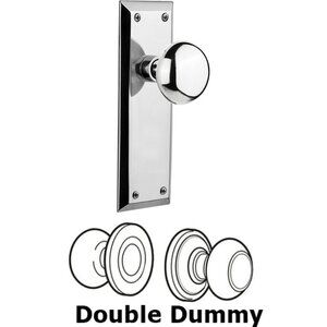 Nostalgic Double Dummy NIB New York Plate Door Knob in Bright Chrome NIB 2 avail